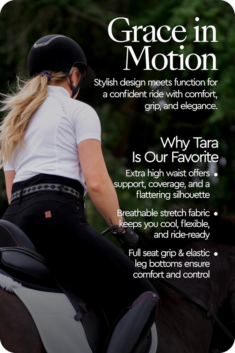 HORZE Women's Tara Full Seat Silicone Grip Breeches | Stretchable, High Waist with 4 Pockets - Black - 30 - Image 3